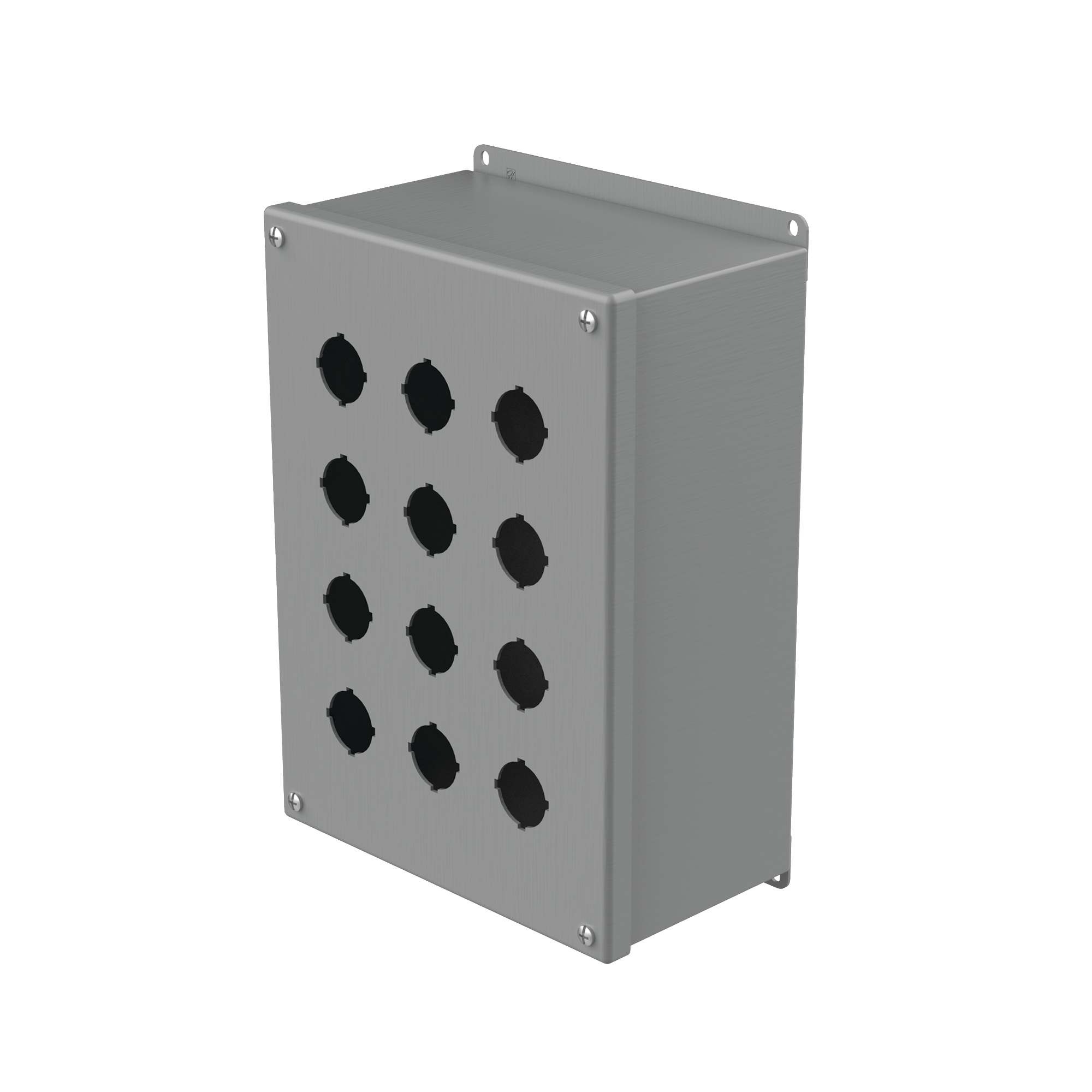 Product image for Enclosure 12-hole pushbutton steel grey 8.5x4.75x11.75"