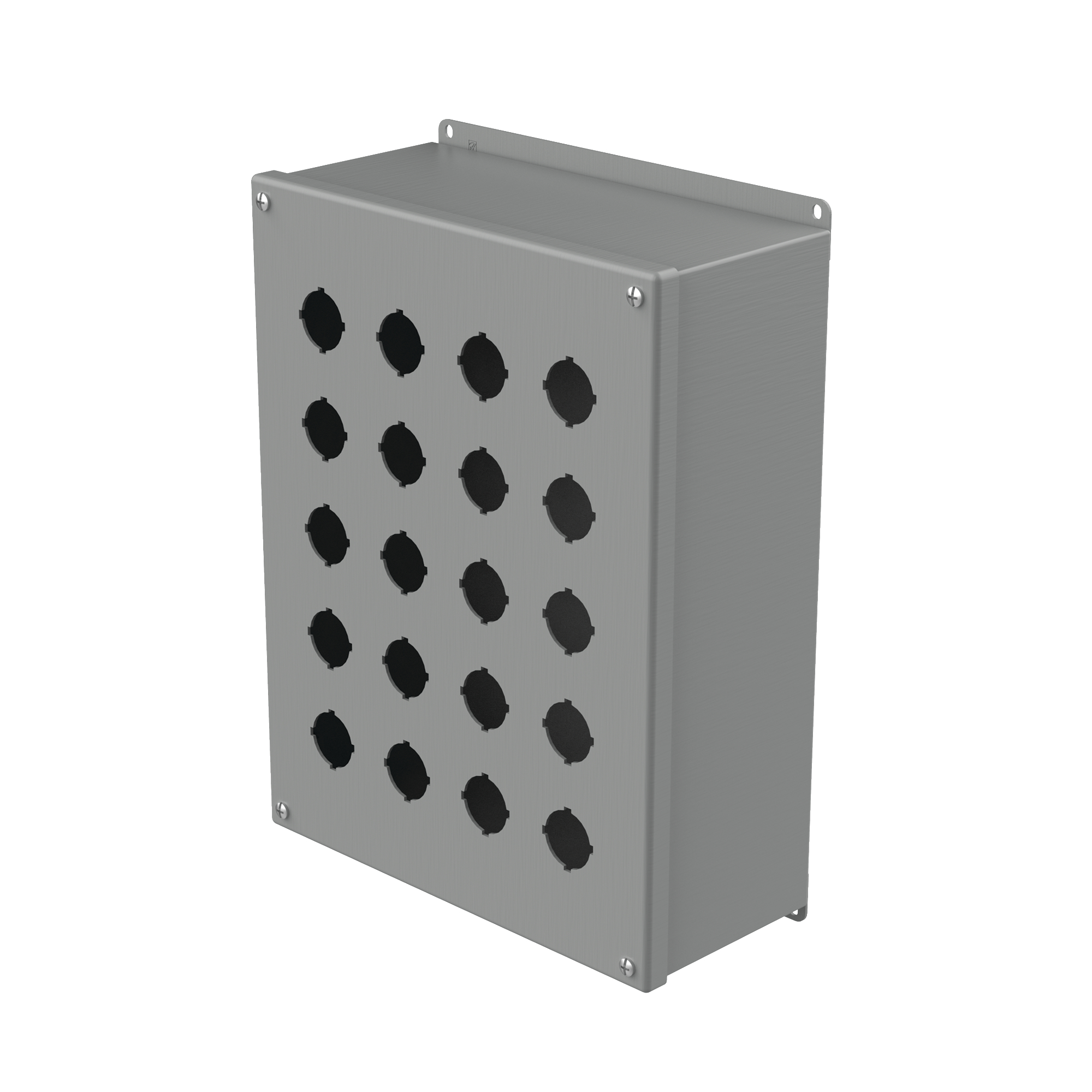 Product image for Enclosure 20-hole pushbutton steel grey 10.75x4.75x14"