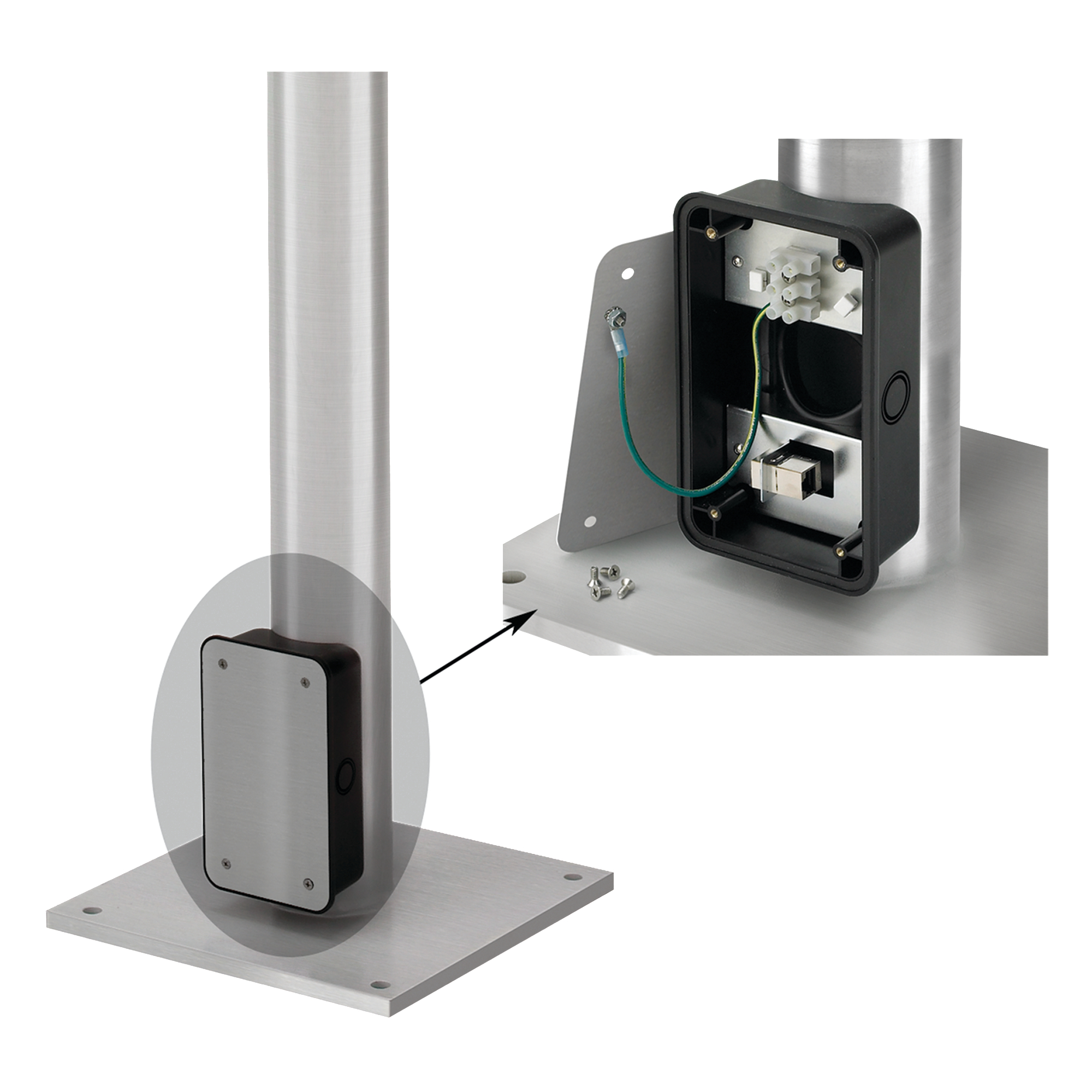Product image for VERT. ARM FLOORPOST, STAINLESS