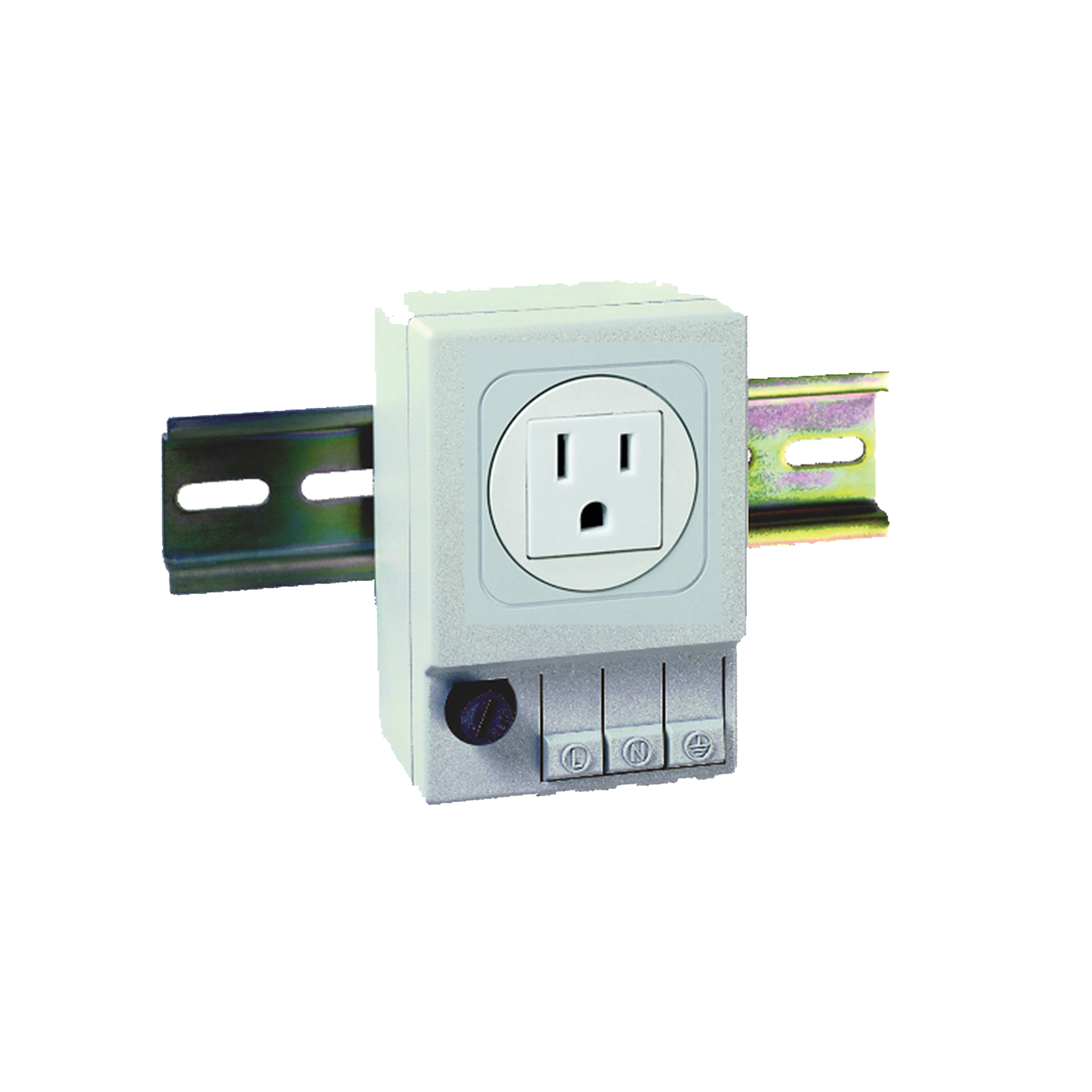 Product image for DIN MT OUTLET 120VAC GRAY