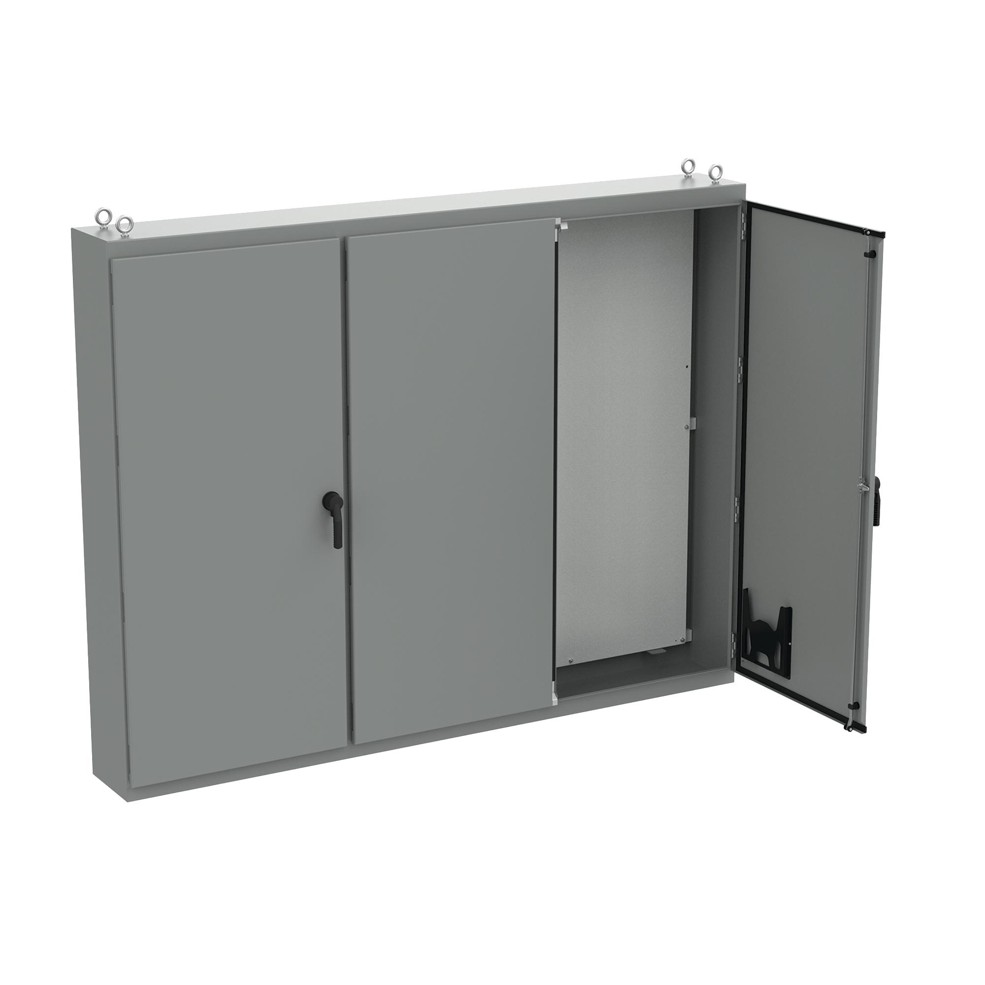 Product image for Enclosure 3-door steel free-stand grey 112x20.12x86.12"
