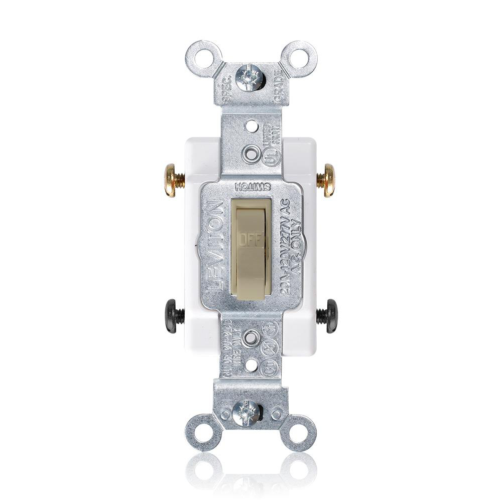 Product image for Switch toggle 20a 120/277v 1pole ac quiet ivory