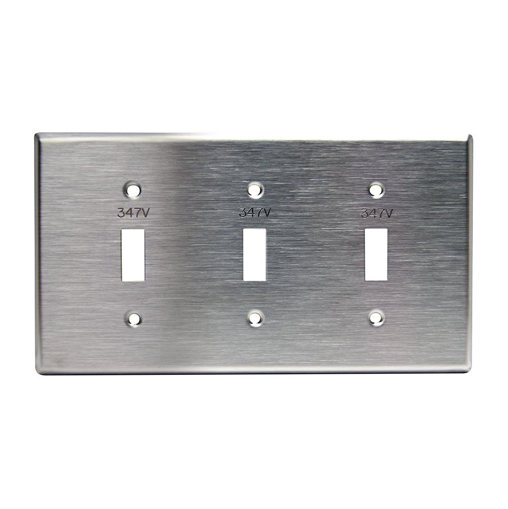 Product image for Wallplate toggle switch 3-gang 347V ss