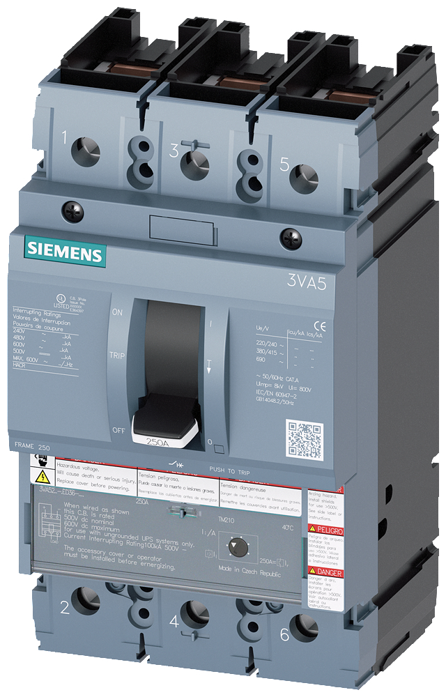 Product image for BRKR 3VA52 3P 250A 35KA FTFM AL