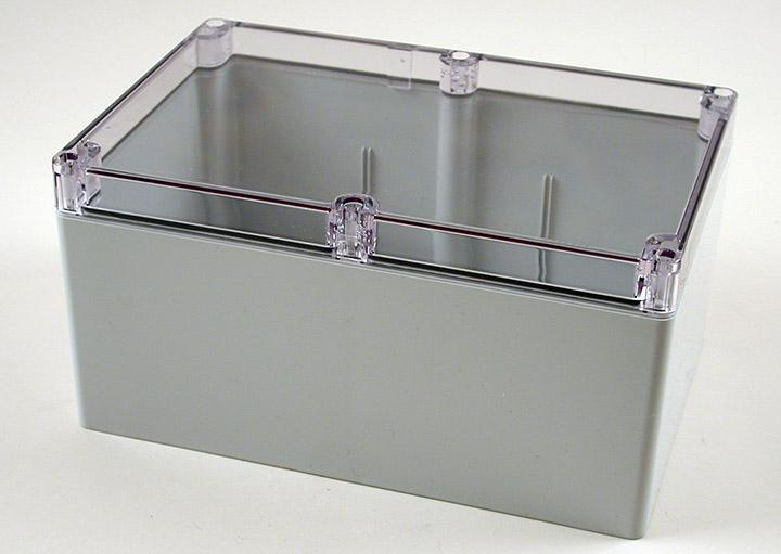 Product image for HAMMOND 1554VB2GYCL ENCLOSURE 239MM X 160MM X 119MM POLYCARB CLEAR LID