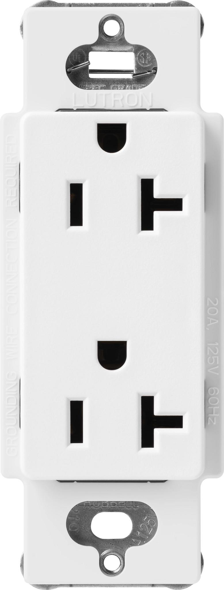 Product image for LUTRON SCR-20-SW RECEPTACLE 20A 120V TAMPER RESISTANT SNOW WHITE