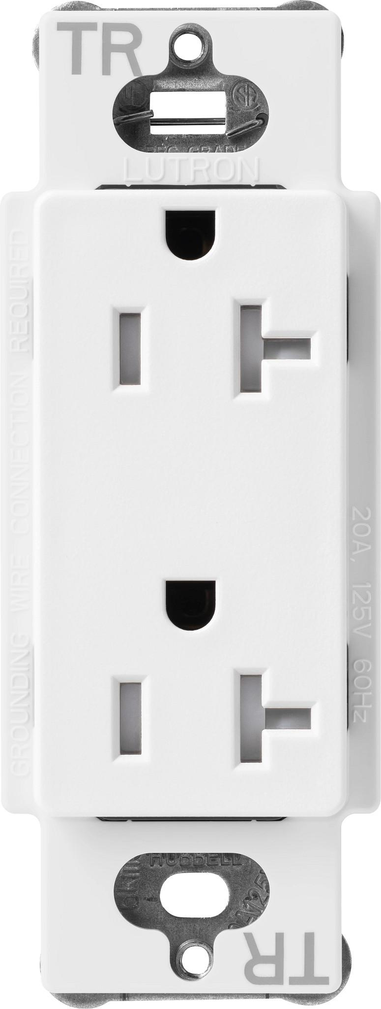 Product image for LUTRON SCRS-20-TR-SW RECEPTACLE 20A 120V TAMPER RESISTANT SATIN SNOW