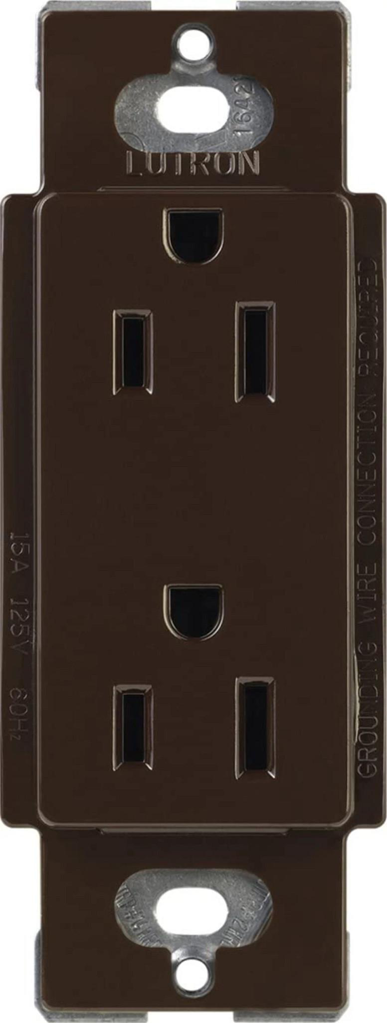 Product image for LUTRON CARS-15-TR-BR RECEPTACLE 15AMP TAMPER BROWN