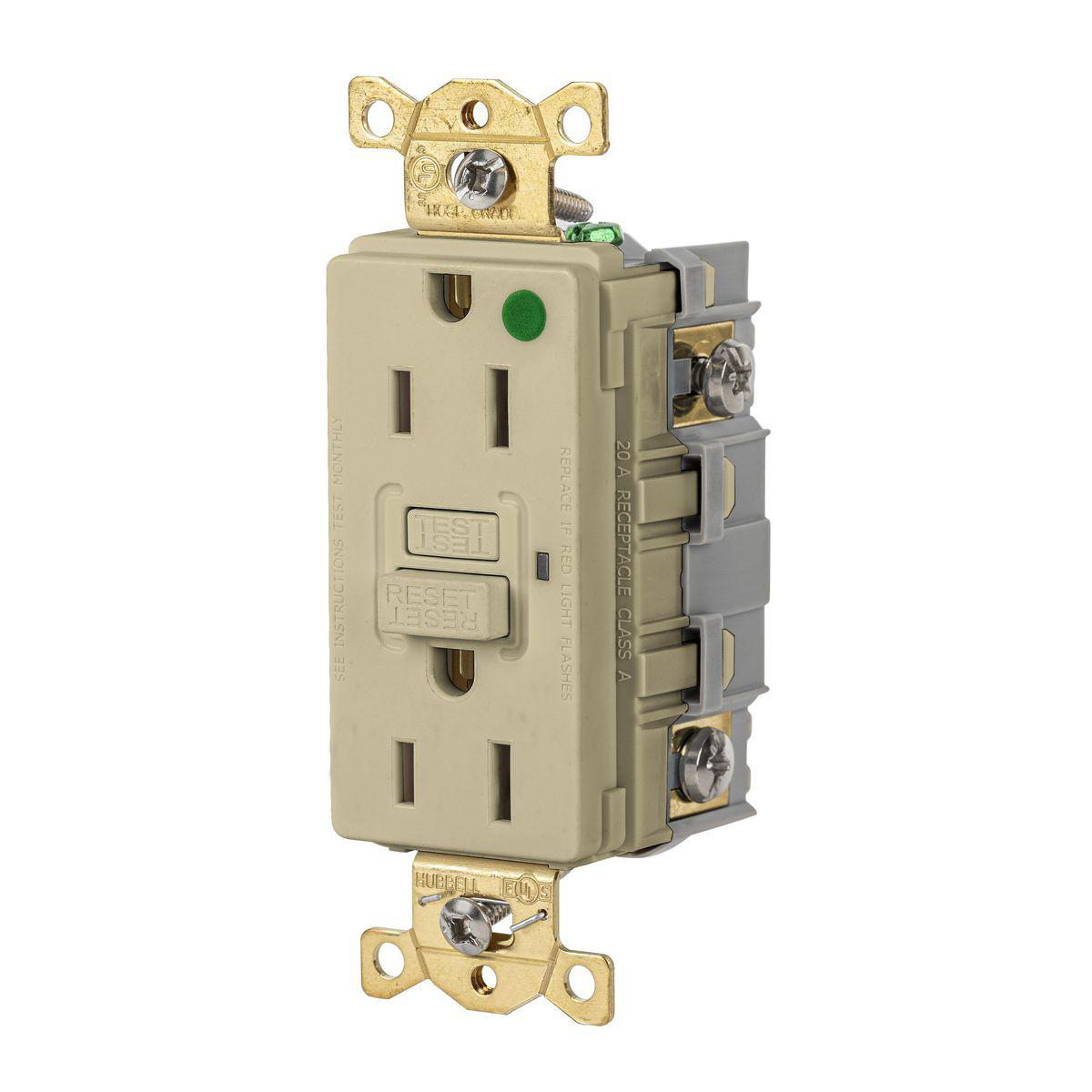 HUB GFR82I RECEPTACLE 15A 125V COMMERCIAL HOSPITAL GRADE GFR IVORY