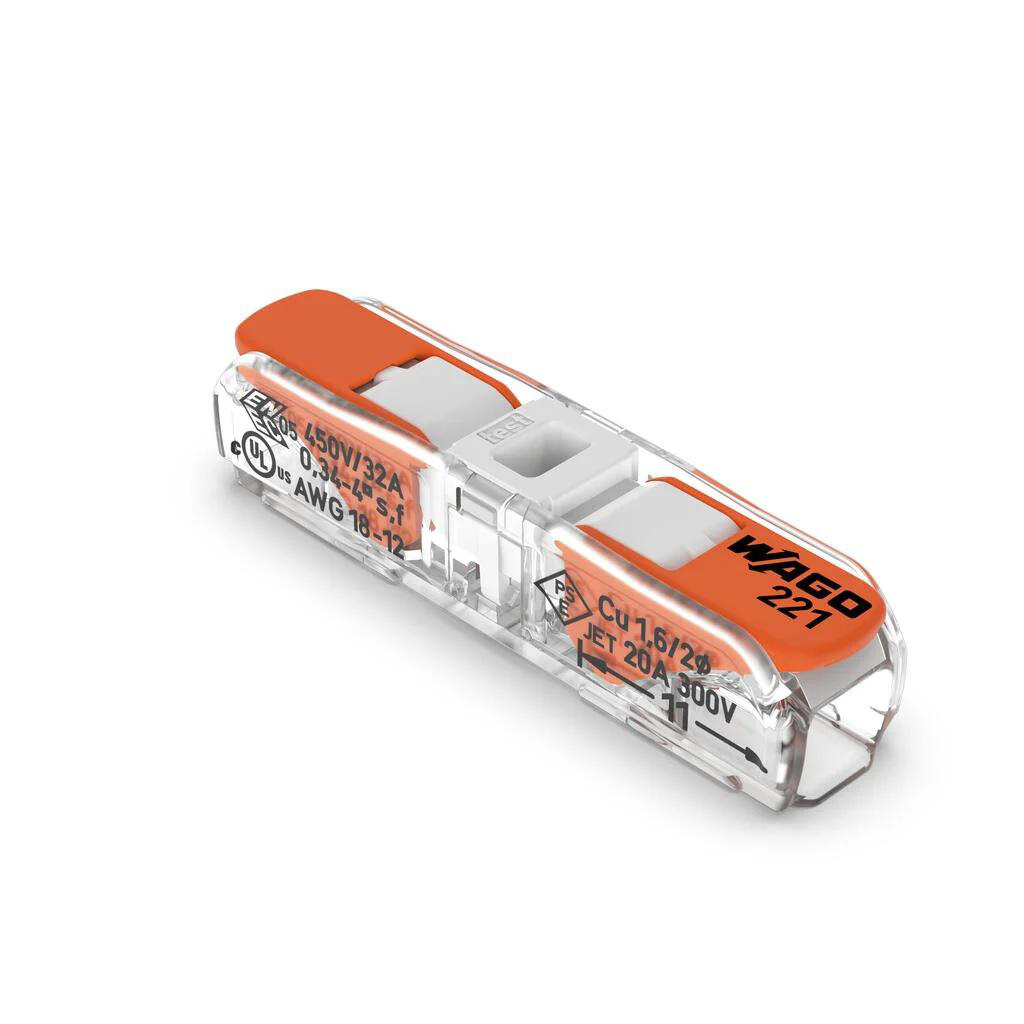 Product image for WAGO 221-2401 TERMINAL INLINE SPLICE CONNECTOR W/ LEVERS 12-20AWG SOLID 12-18AWG STRANDED CU