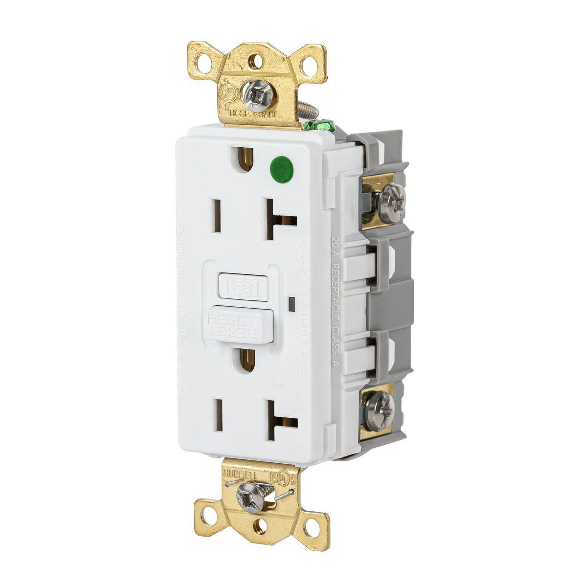 HUB GFR83W RECEPTACLE 20A GFCI HOSPITAL GRADE 125V WHITE