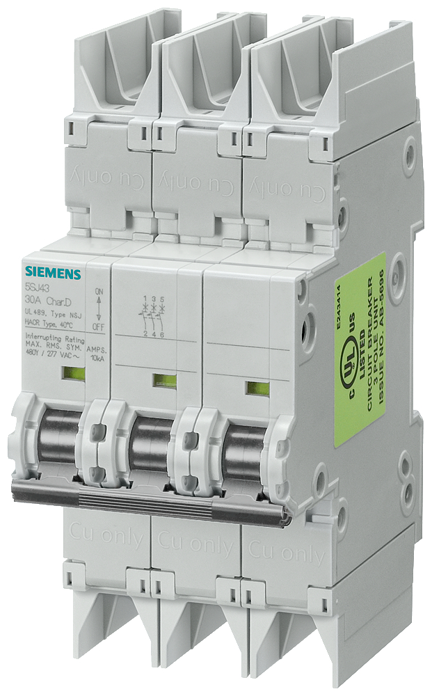 Product image for 5SJ4 MCB,3P,480Y/277V,25A,10kA,CHAR D