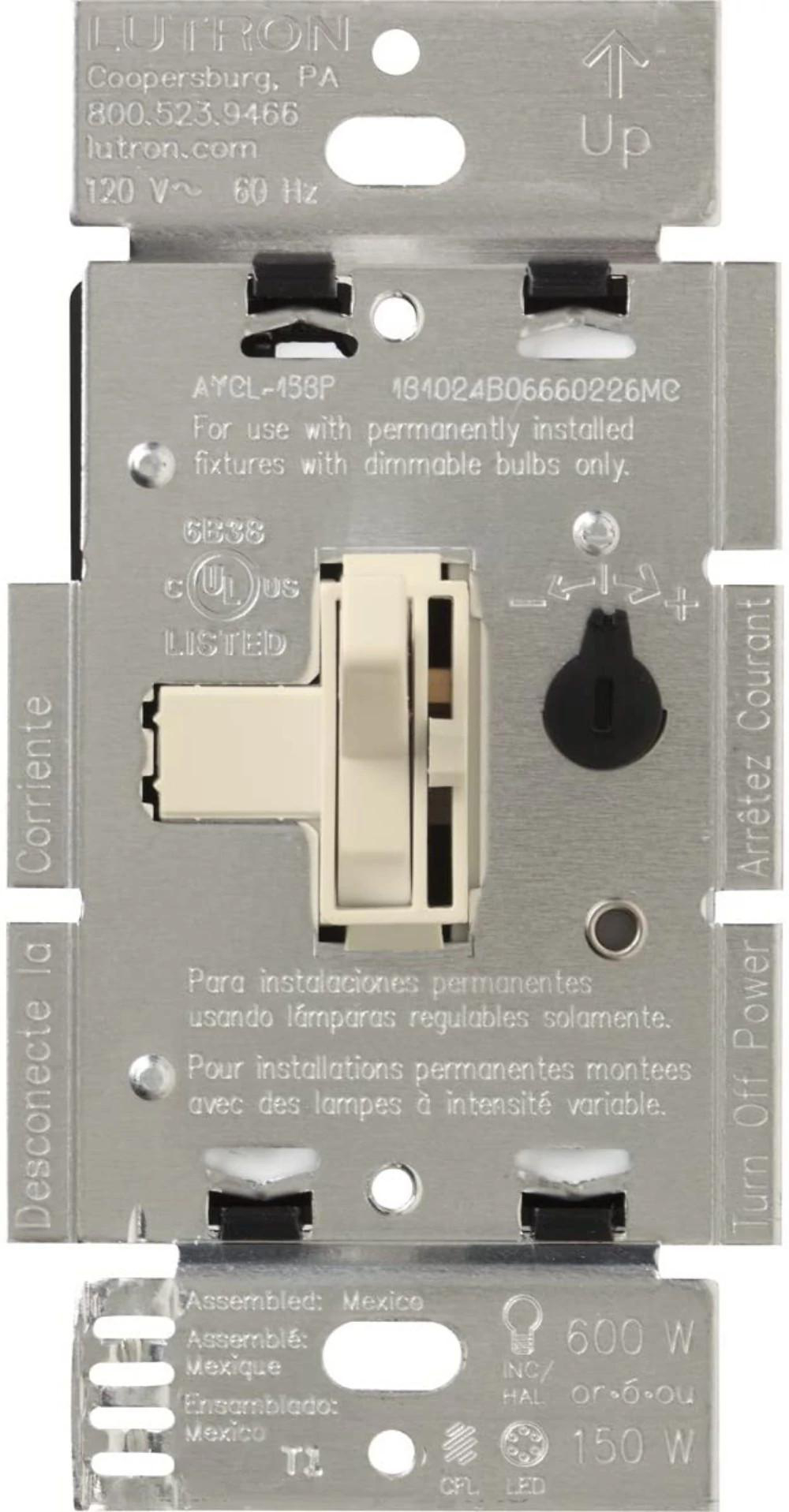 Product image for Dimmer CFL/LED 3-way/single pole 150W 120V light almond