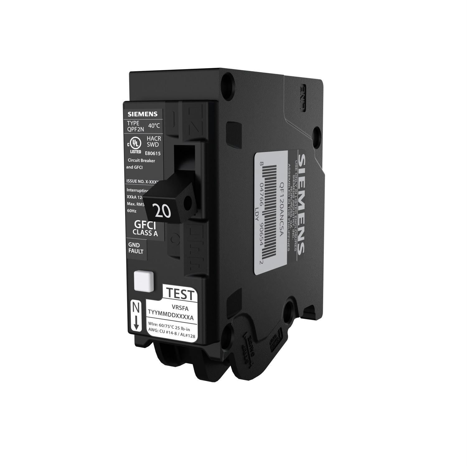 Product image for BRKR GFCI 5mA 1P 120V 20A 10kA
