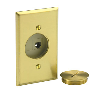 Product image for Housing jack floor snap-in 6-conductor brass