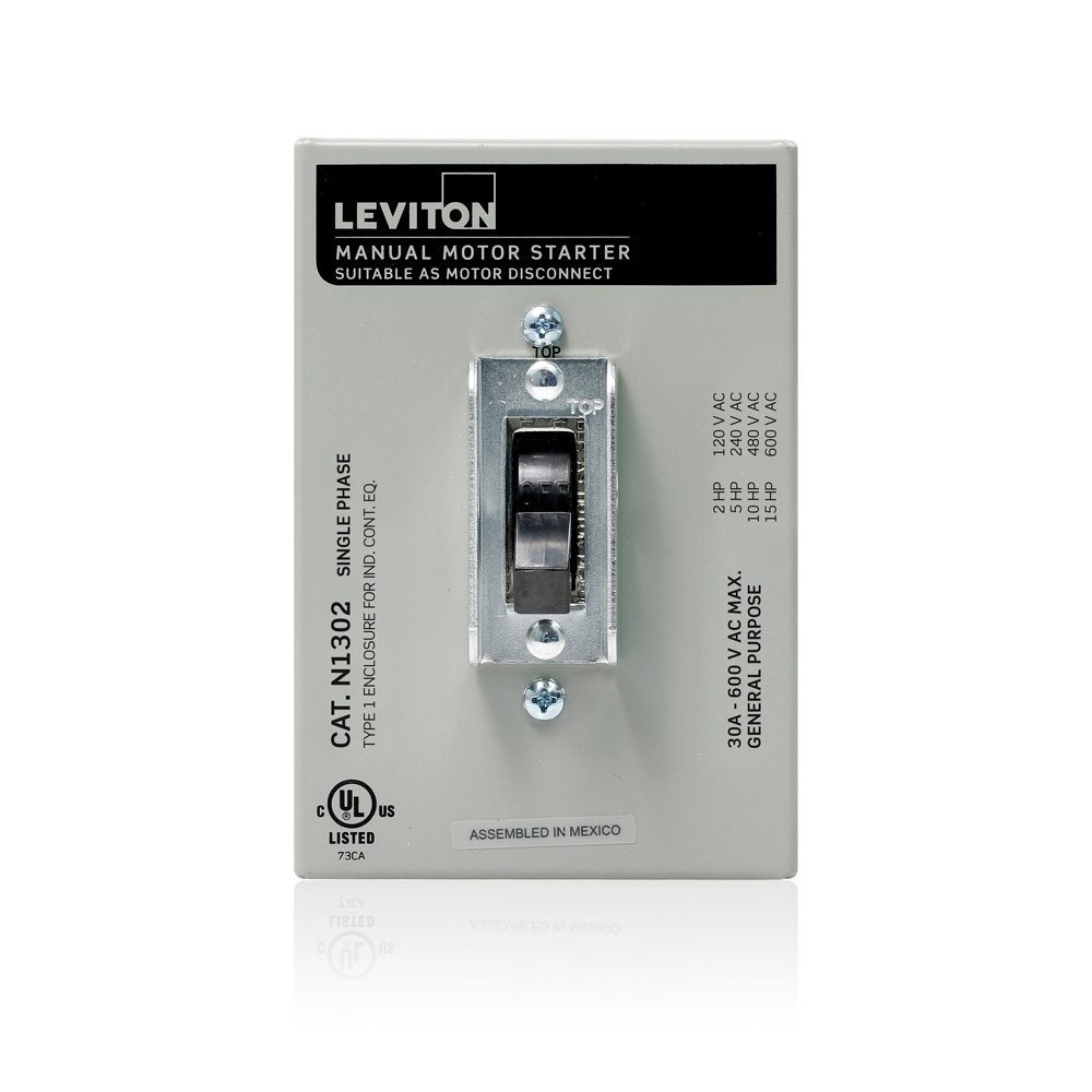 LEVITON N1302-DS Powerswitch Manual Motor Starter with Switch Enclosure  with Double-Pole AC Motor Starter Switch 600 VAC,