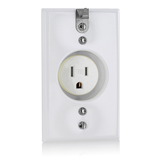 Product image for Tamper-Resistant Single Receptacle, Recessed Clock-Hanger, 15 Amp, 125 Volt