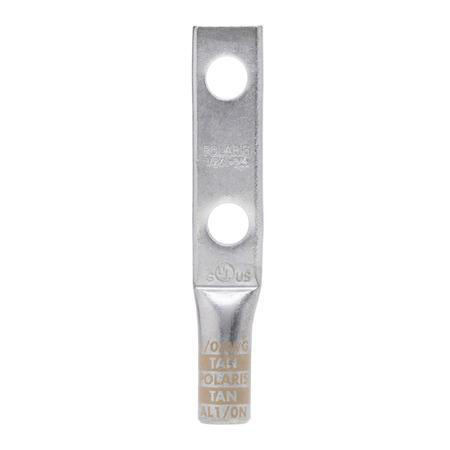 Product image for 1/0 AWG 1/2'' 2-HOLE ALUMINUM LONG LUG - TAN
