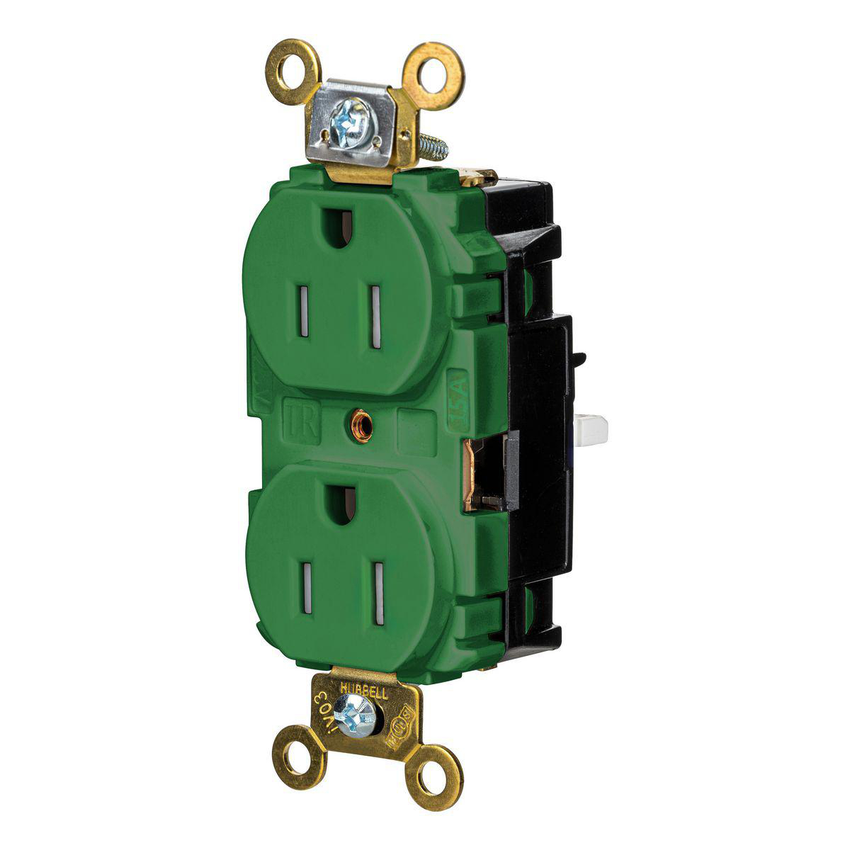Product image for EDGE, DPLX RCPT, IND, TR, 15A 125V, GN