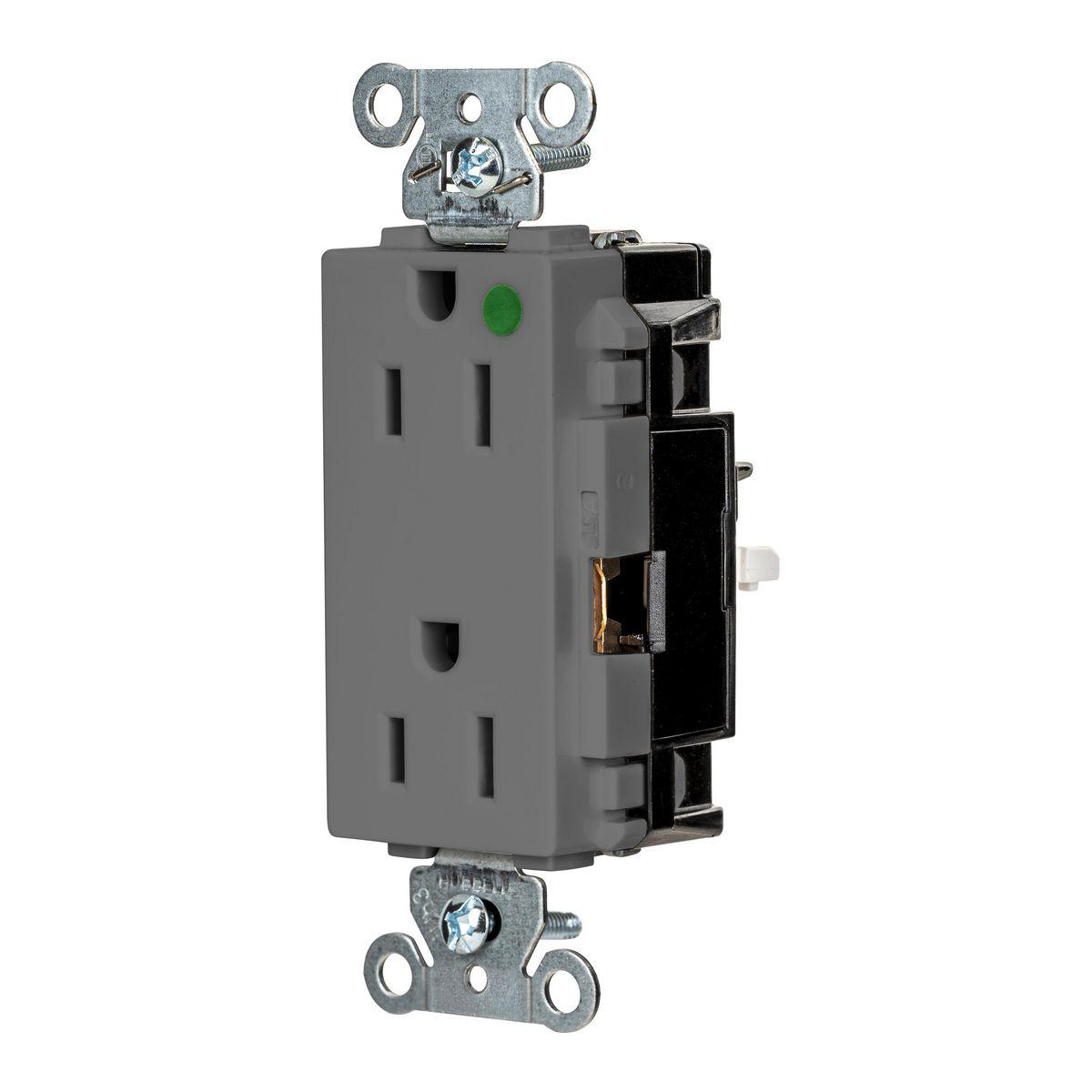 Product image for EDGE, DECO RCPT, HG, 15A 125V, GY