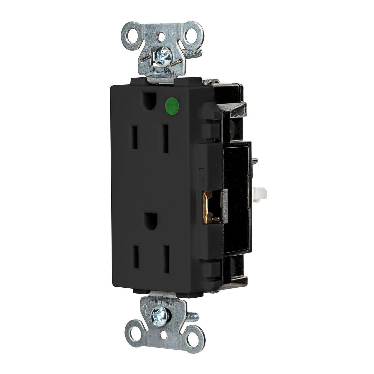 Product image for EDGE, DECO RCPT, HG, 15A 125V, BK
