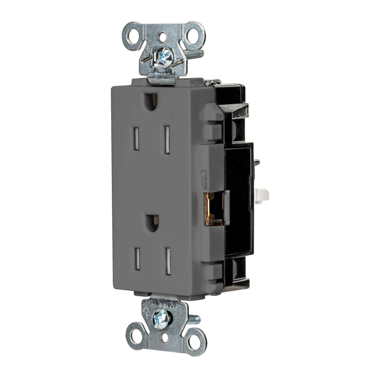 Product image for EDGE, DECO RCPT, IND, TR, 15A 125V, GY