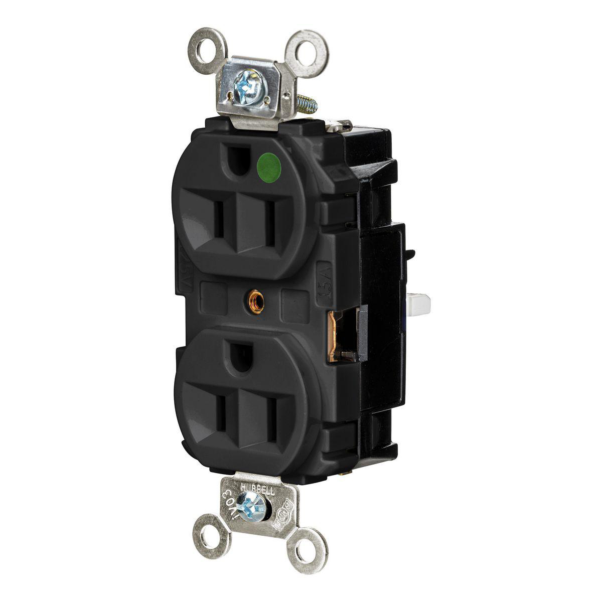 Product image for EDGE, DPLX RCPT, HG, 15A 125V, BK