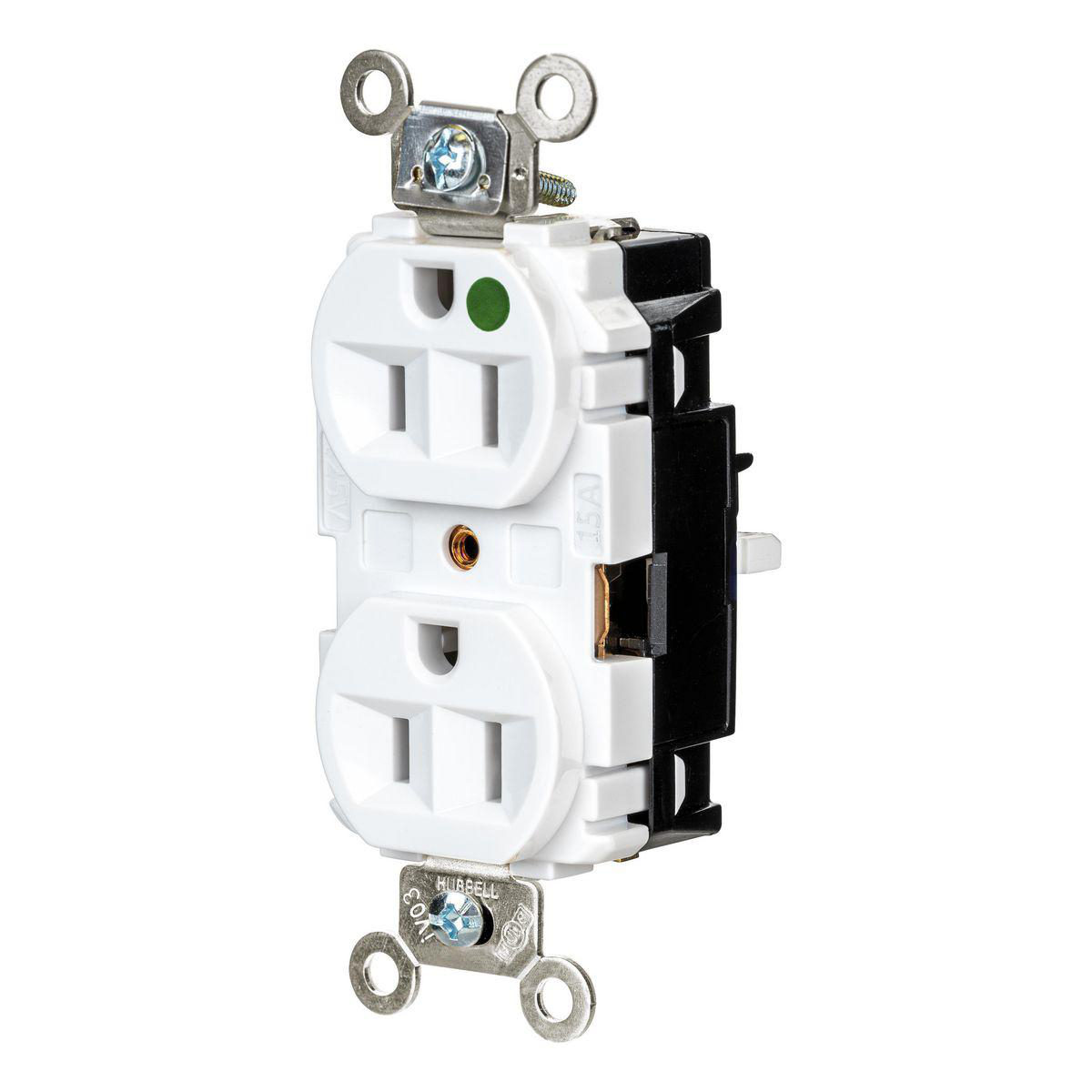 Product image for EDGE, DPLX RCPT, HG, 15A 125V, WH