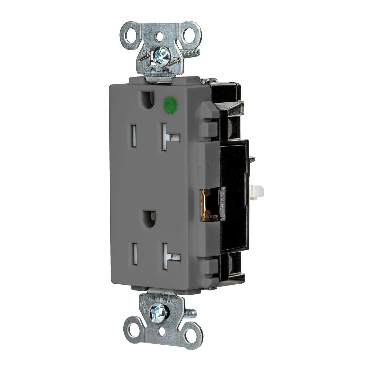 Product image for EDGE, DECO RCPT, HG, TR, 20A 125V, GY