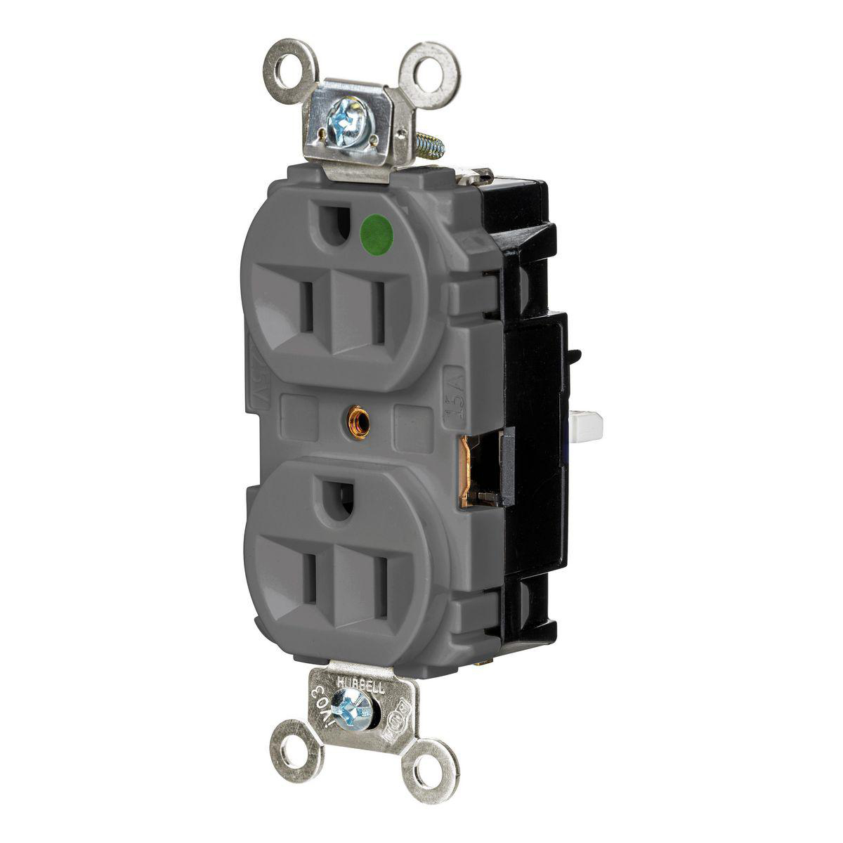 Product image for EDGE, DPLX RCPT, HG, 15A 125V, GY