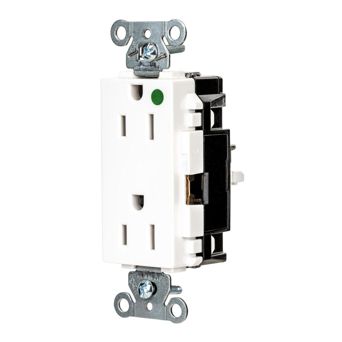 Product image for EDGE, DECO RCPT, HG, 15A 125V, WH