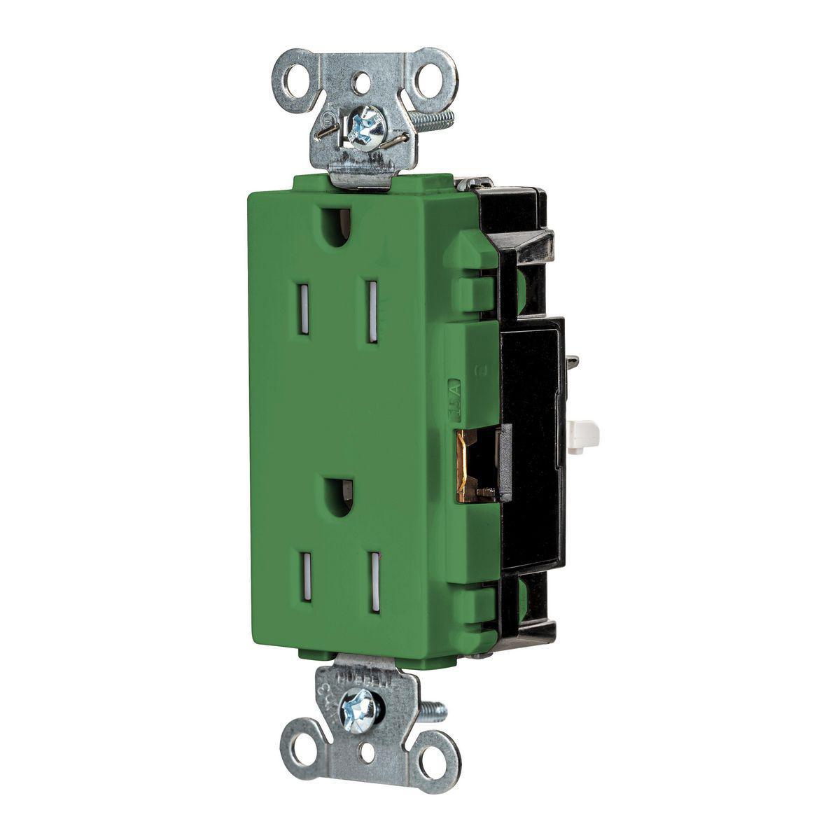 Product image for EDGE, DECO RCPT, IND, TR, 15A 125V, GN