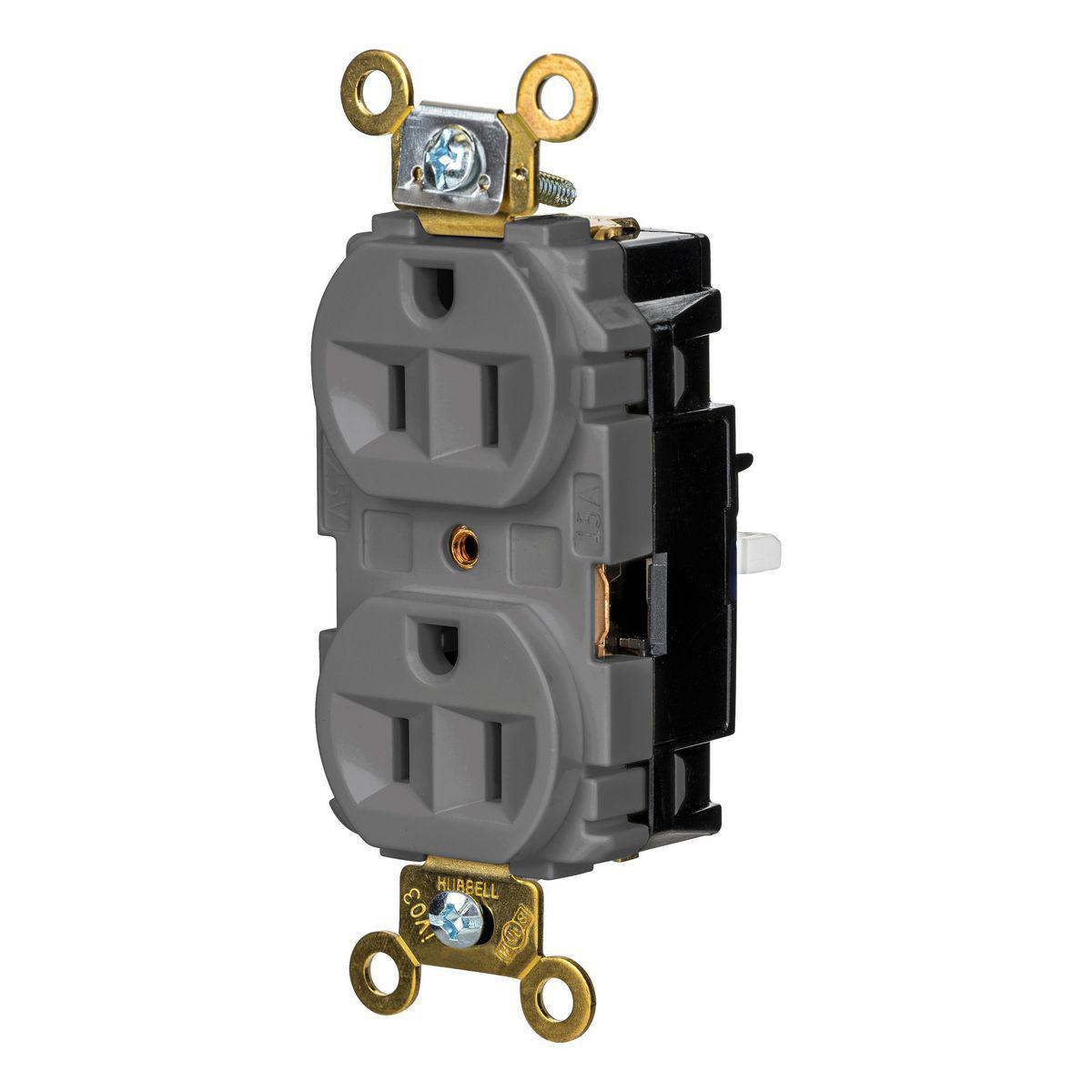 Product image for EDGE, DPLX RCPT, IND, 15A 125V, GY