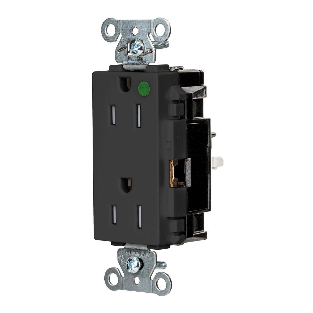 Product image for EDGE, DECO RCPT, HG, TR, 15A 125V, BK