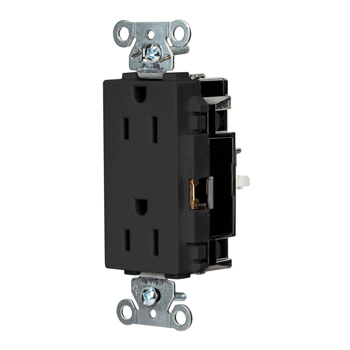 Product image for EDGE, DECO RCPT, IND, 15A 125V, BK