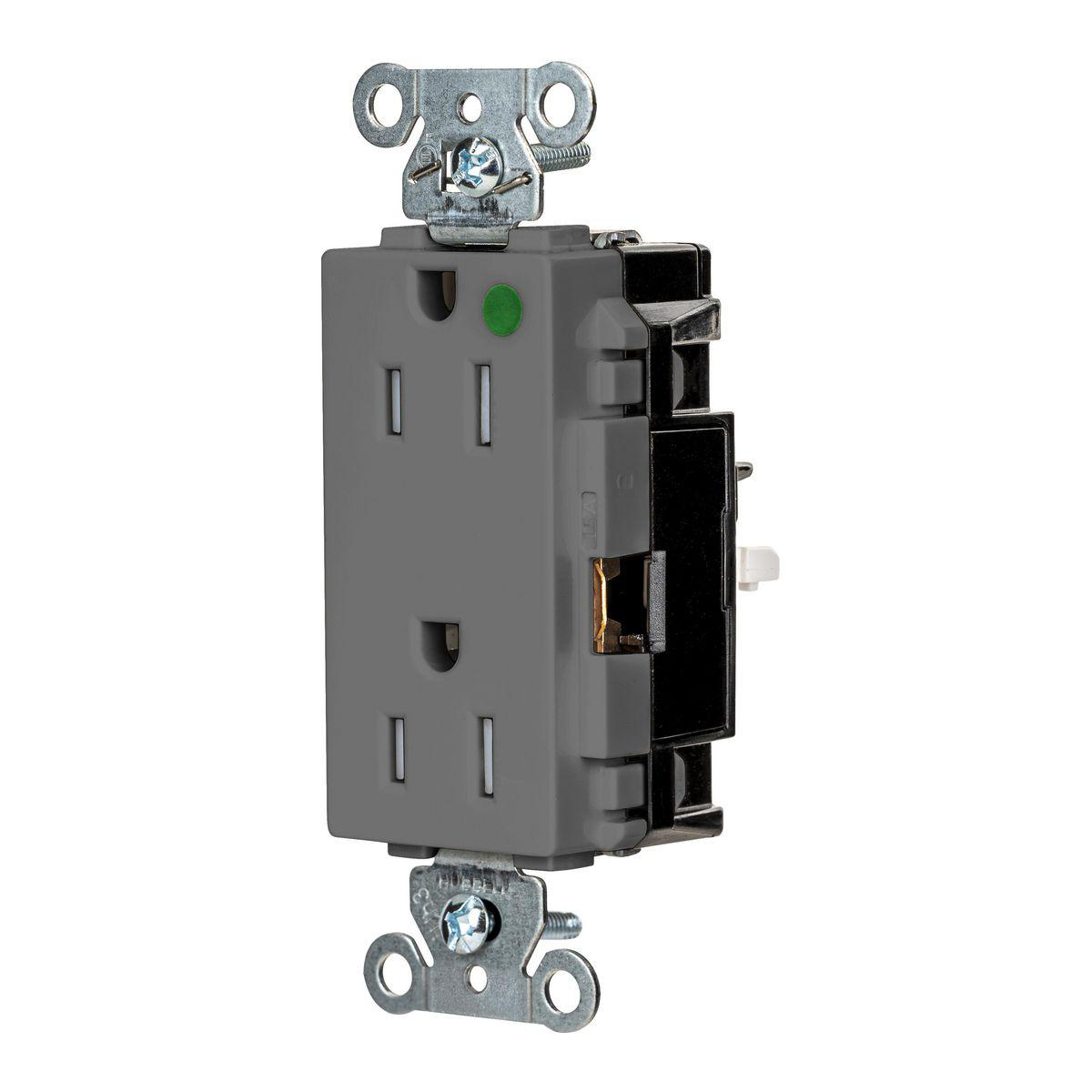 Product image for EDGE, DECO RCPT, HG, TR, 15A 125V, GY