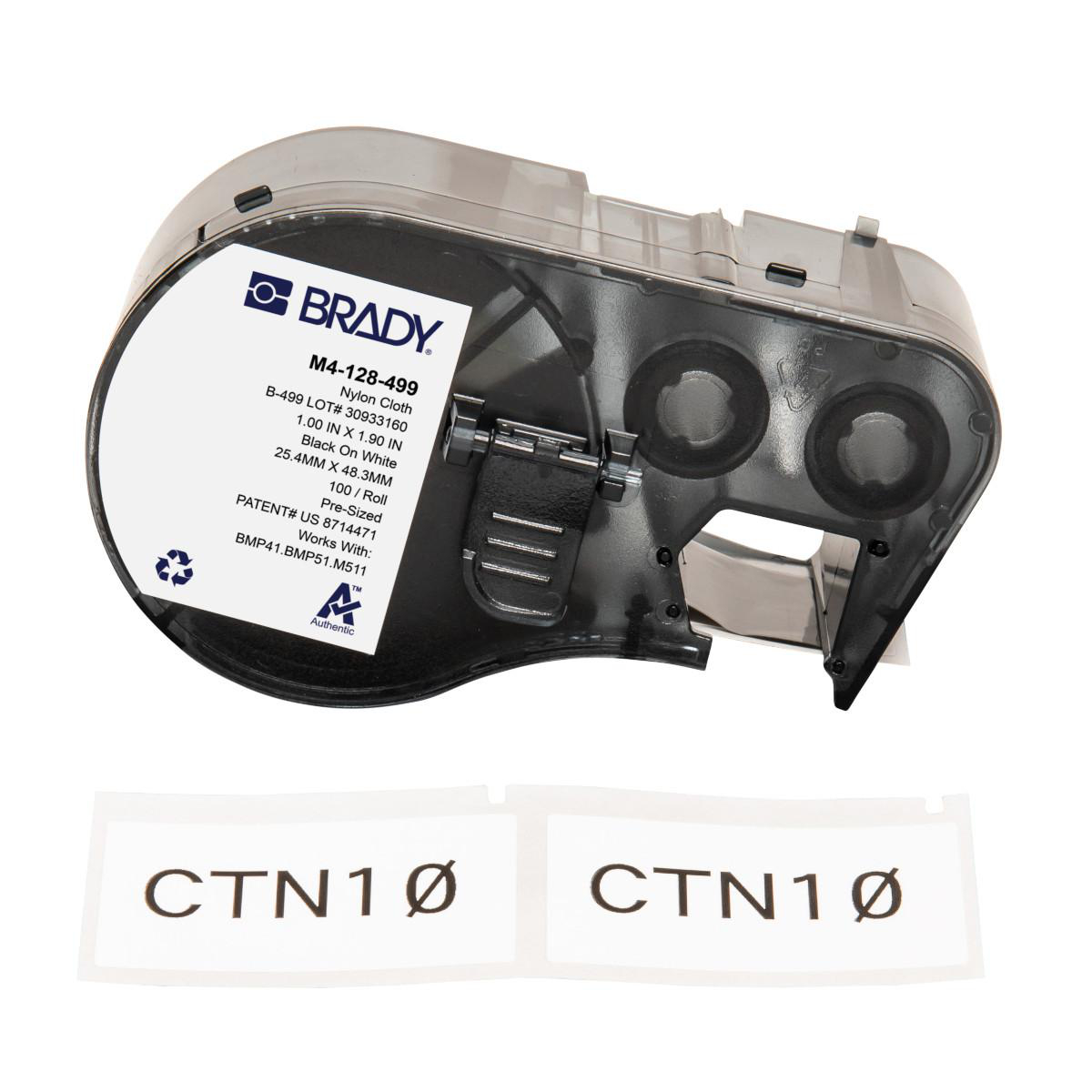 Product image for NYLON LBLS 1"H X 1.9"W BK/WT RL/100