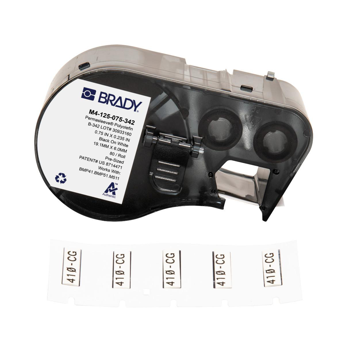 Product image for SLEEVE 0.125IN DIA BLACK ON WHITE 0.75IN