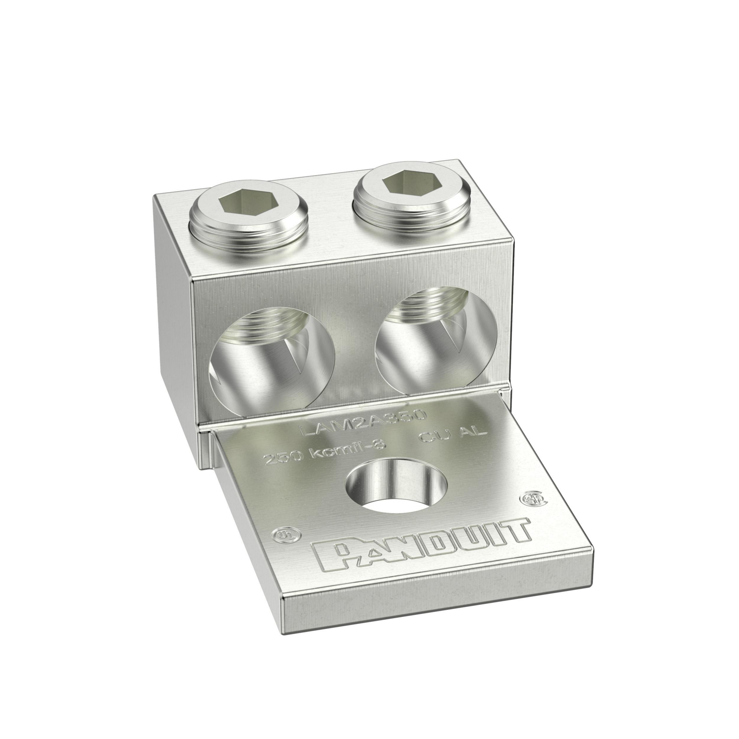 Product image for Pan-Lug™ LAM2A350-12-5 Al Mech,350kcmil,Tin Plt,1hole,1/2"Stud,PK5