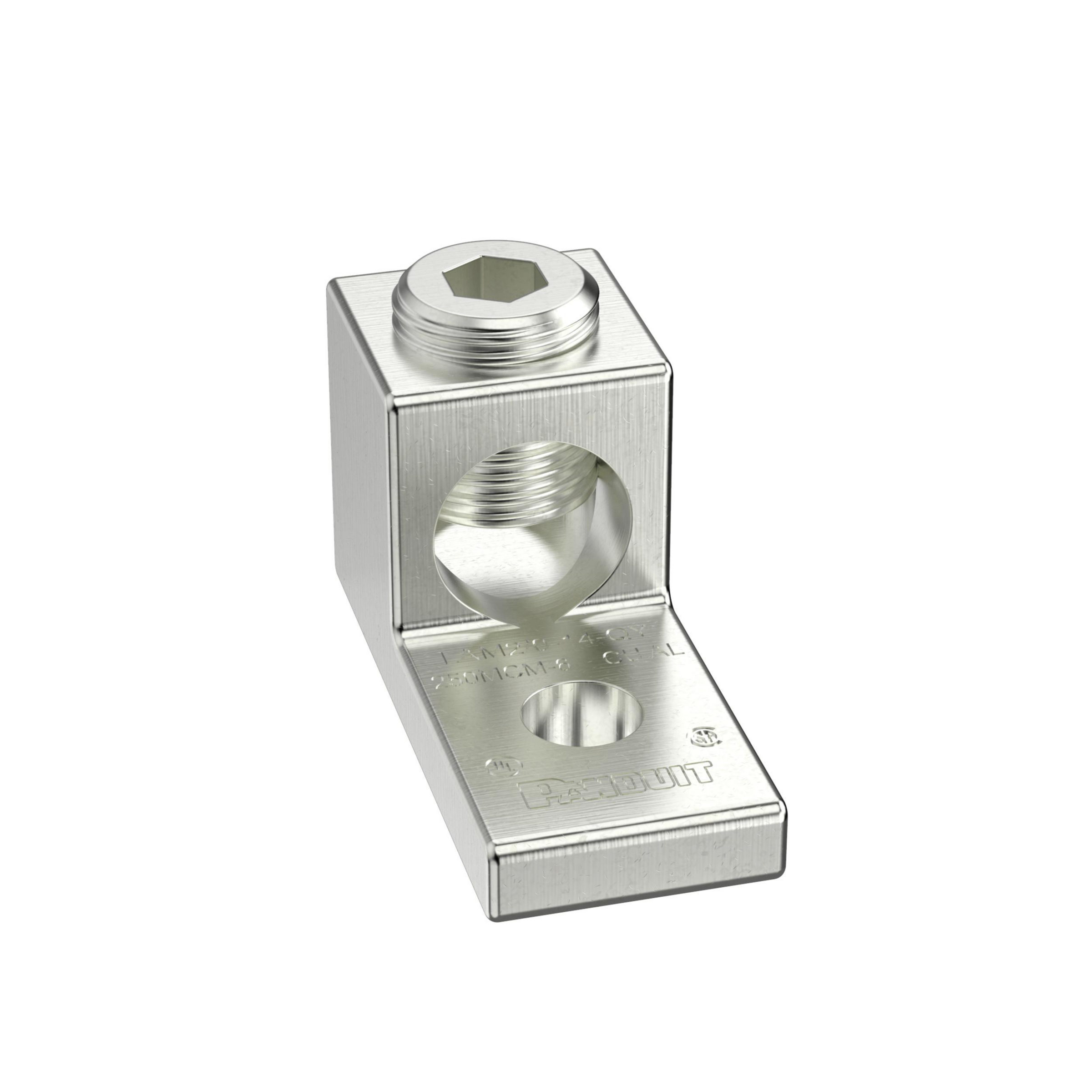 Product image for Pan-Lug™ LAMA2/0-14-L Al Mech,2/0, Tin Plt, 1hole, 1/4" Stud,PK50