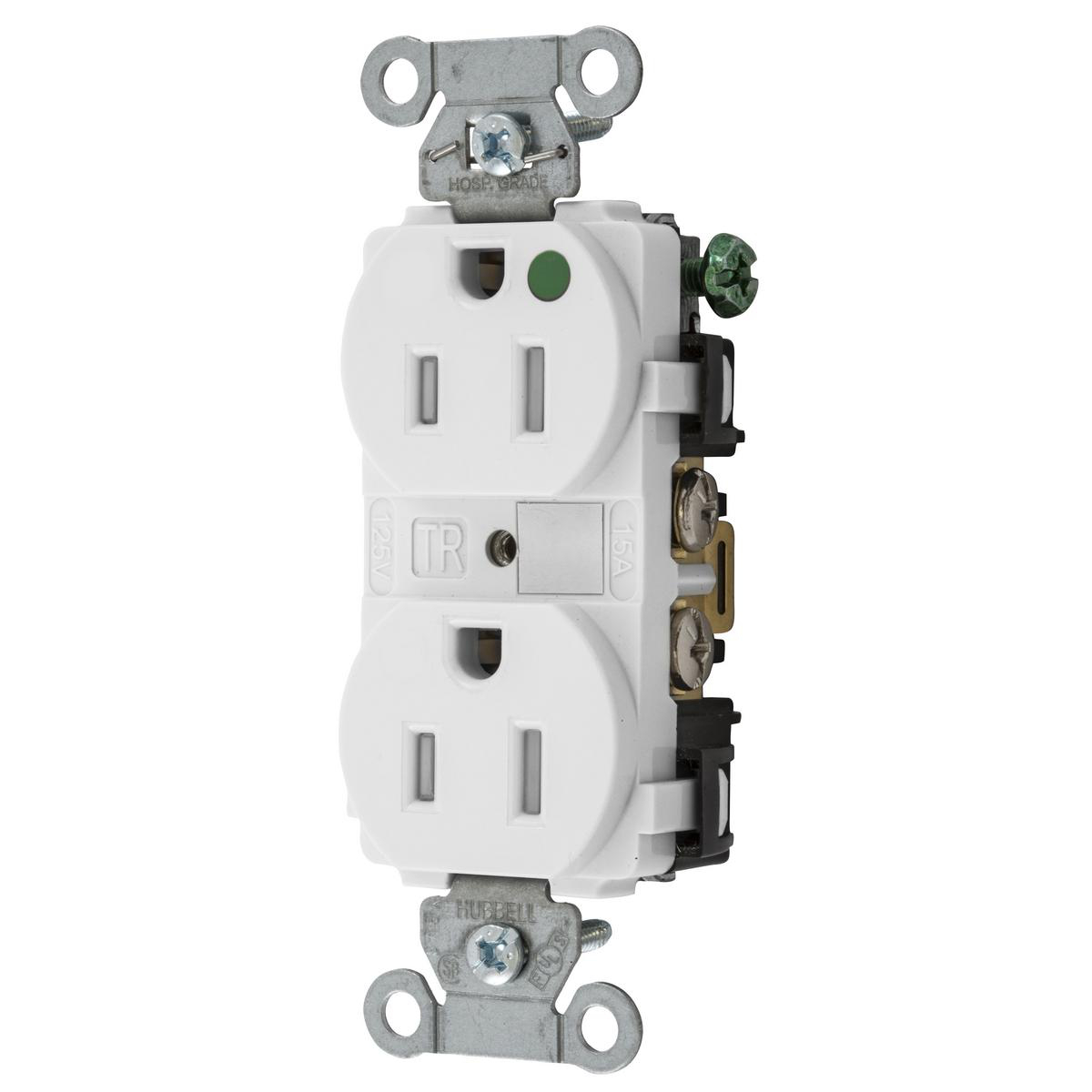 Product image for HUBBELL-PRO HG DPLX 15A/125V TR WH
