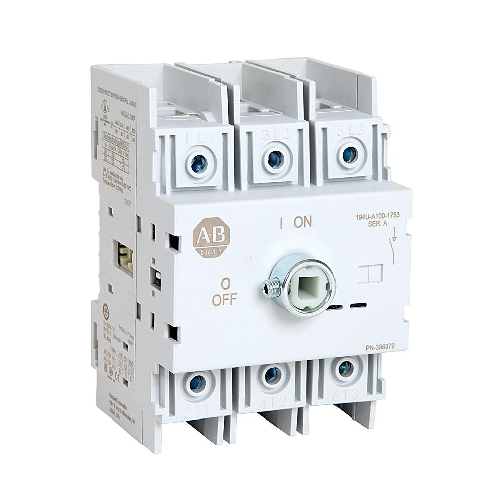 Product image for ABRA 194U-A100-1753 SWITCH DISCONNECT 100A BASE/ DIN MOUNT 3P OPEN