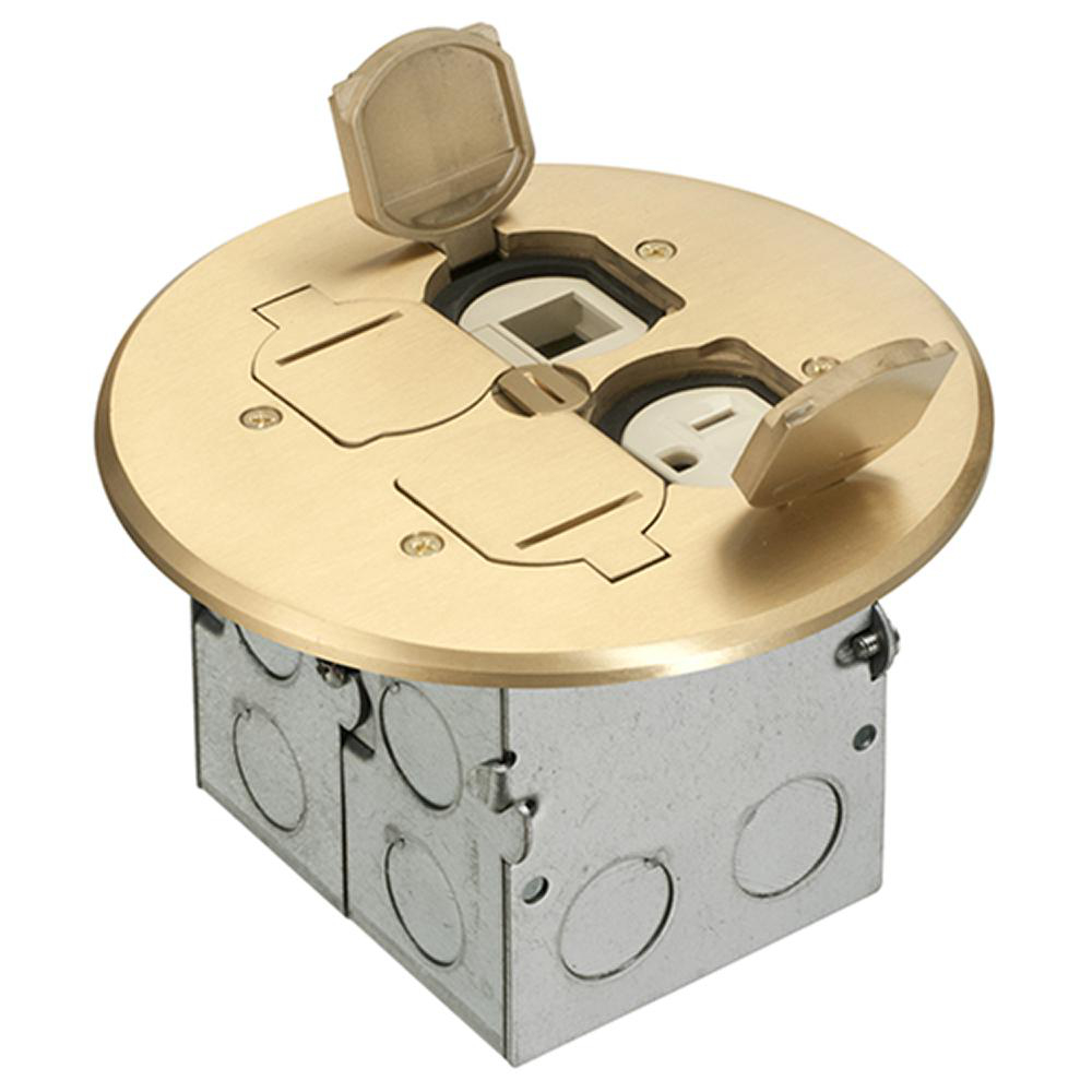 Product image for Kit floor box 2-gang steel 6" brass plated cover
