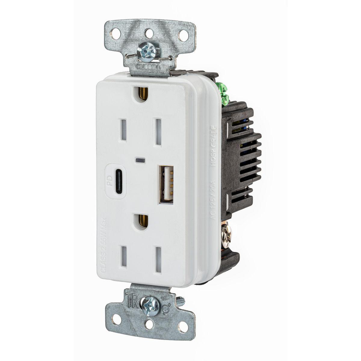 HUB USB15ACPDW RECEPTACLE DUPLEX 15A 125V 2POLE 3WIRE USB AC PD