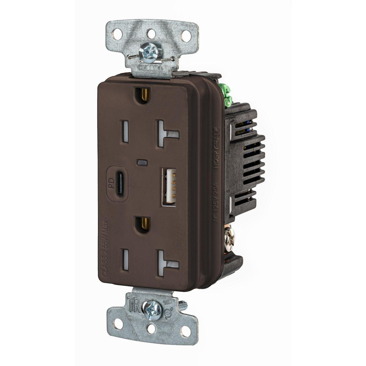Product image for RCPT DUP 20A 125V USB AC PD BR