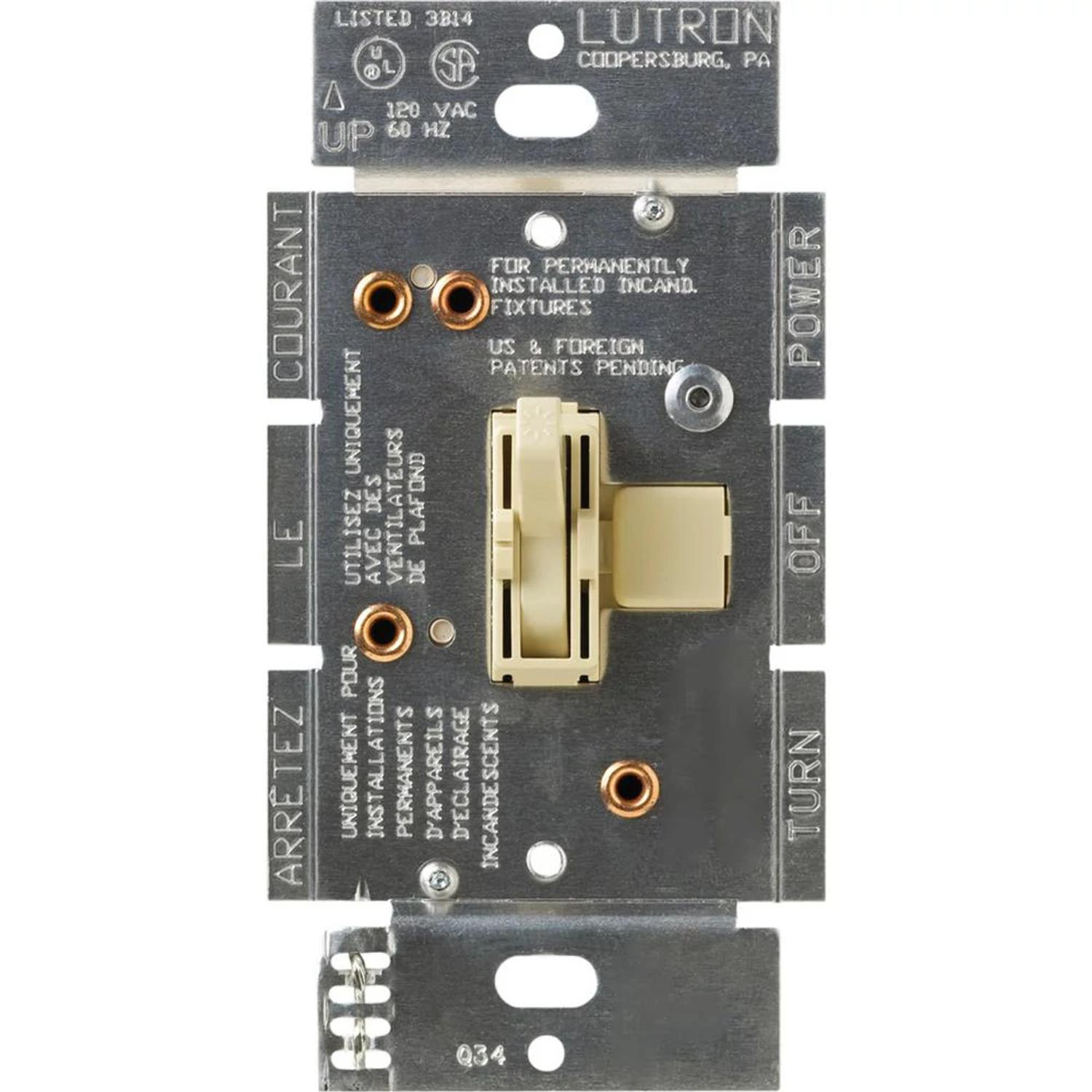 Product image for Fan/light control single pole 300W 120V 1.5A ivory