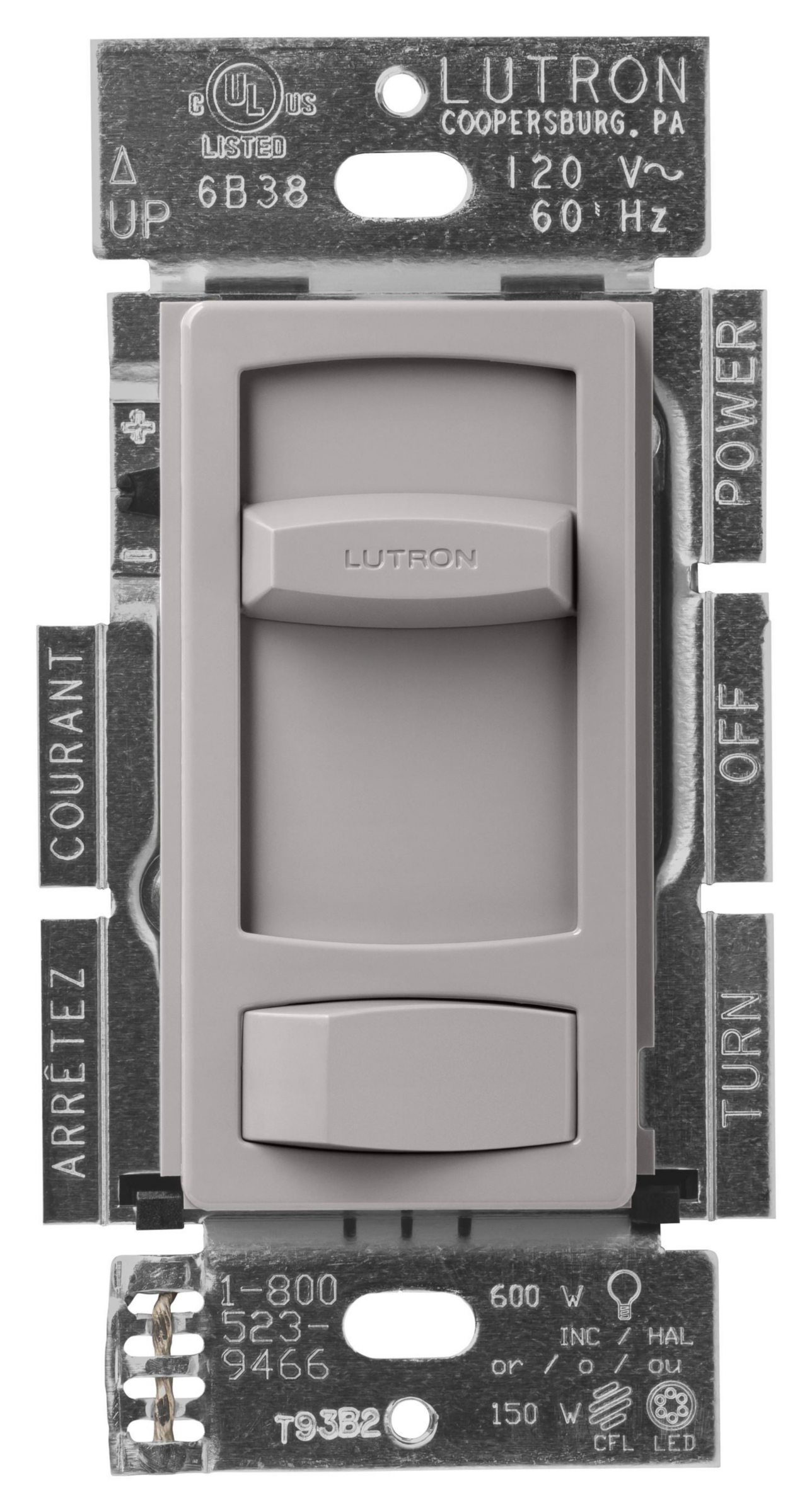 Product image for LUTRON CTCL-153P-GR DIMMER 3WAY 1P FOR LED CFL INCANDESCENTS HALOGEN IN GREY SINGLE POLE AND 3WAY