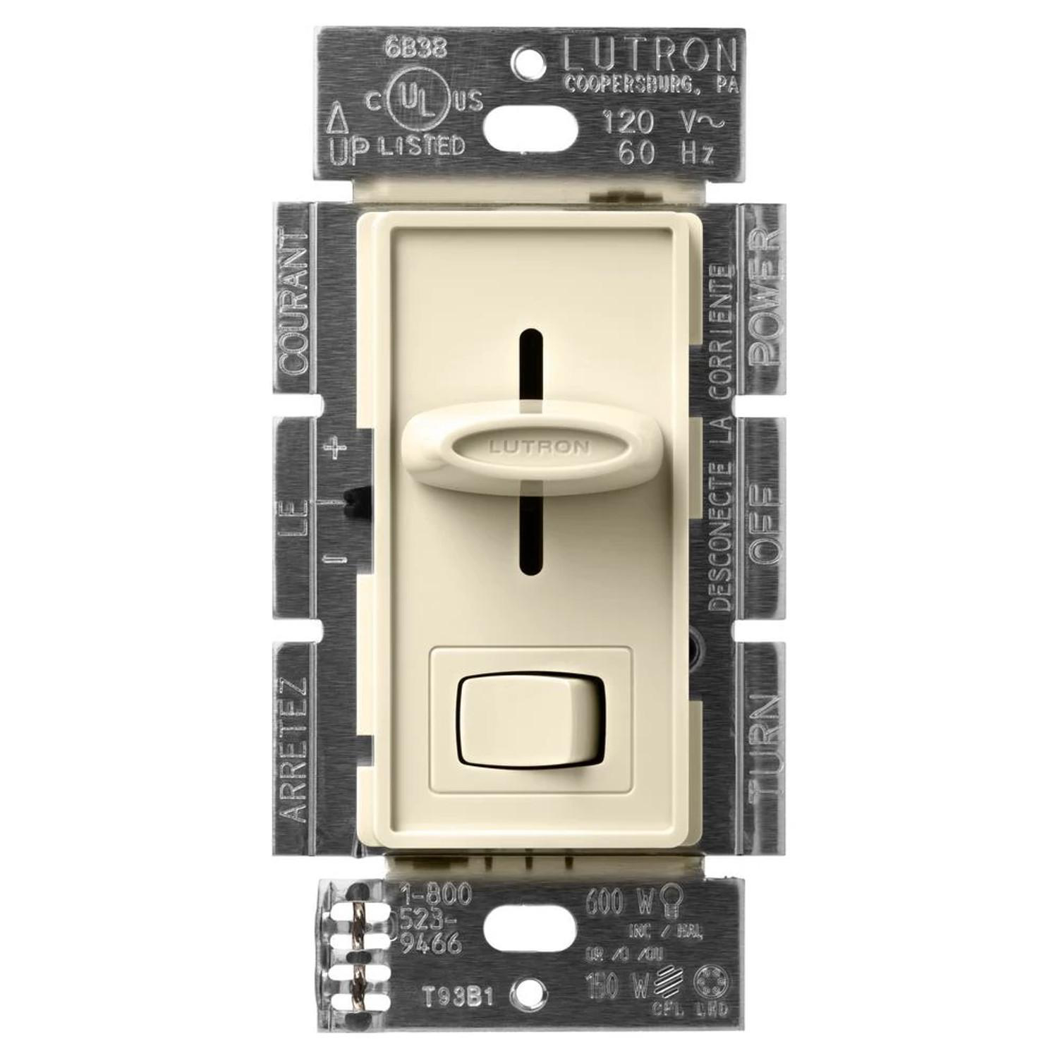 Product image for Dimmer C.L 3-way/single pole 600W 120V w/on/off switch almond