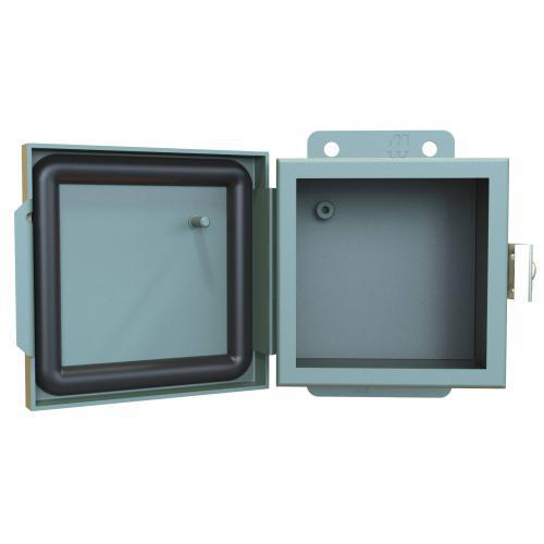 Product image for Enclosure hinge-cover ms grey 4X4X3in NEMA12