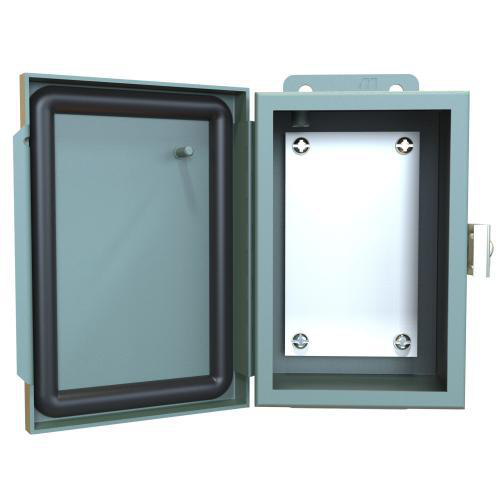 Product image for HAMMOND 1414PHC ENCLOSURE JIC OT 6X4X3 HINGE CLAMPED COVER N12 N13 W/PANEL